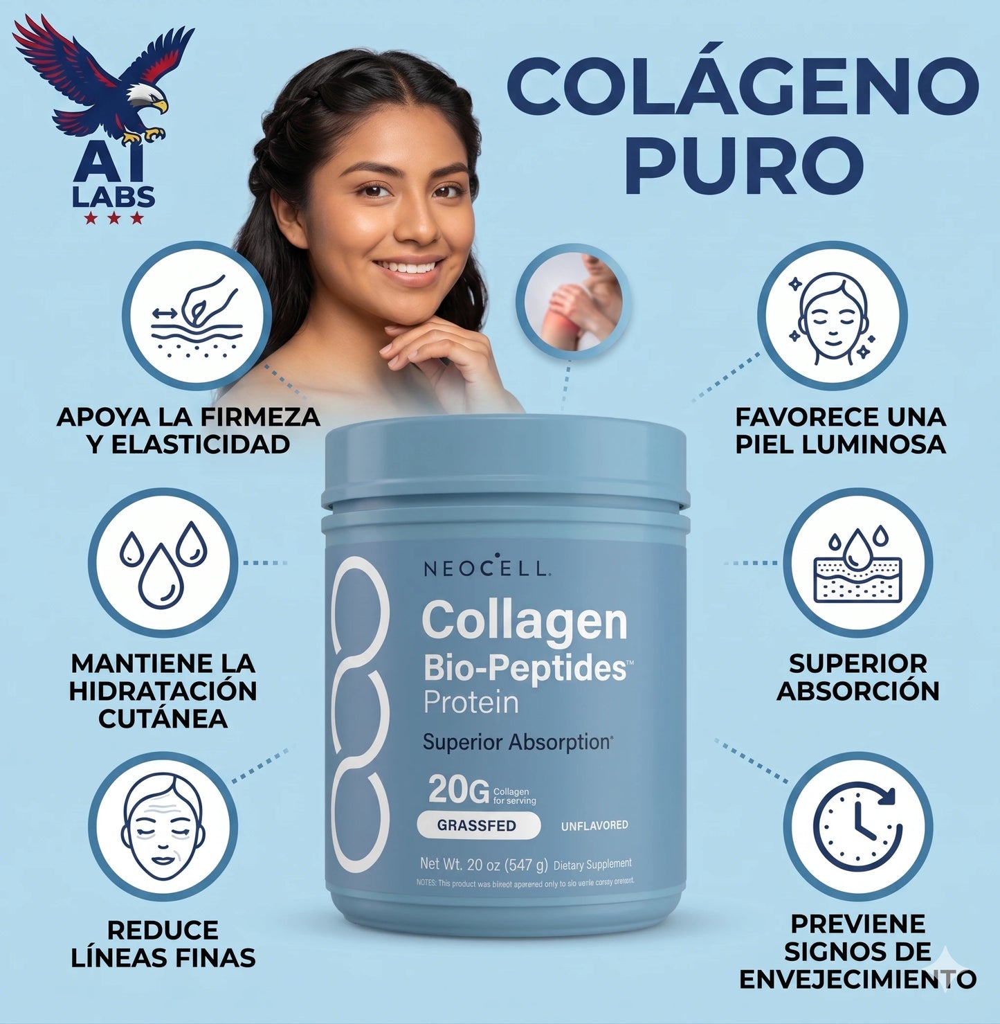 Colágeno Puro con proteína - Fórmula de Máxima Absorción
